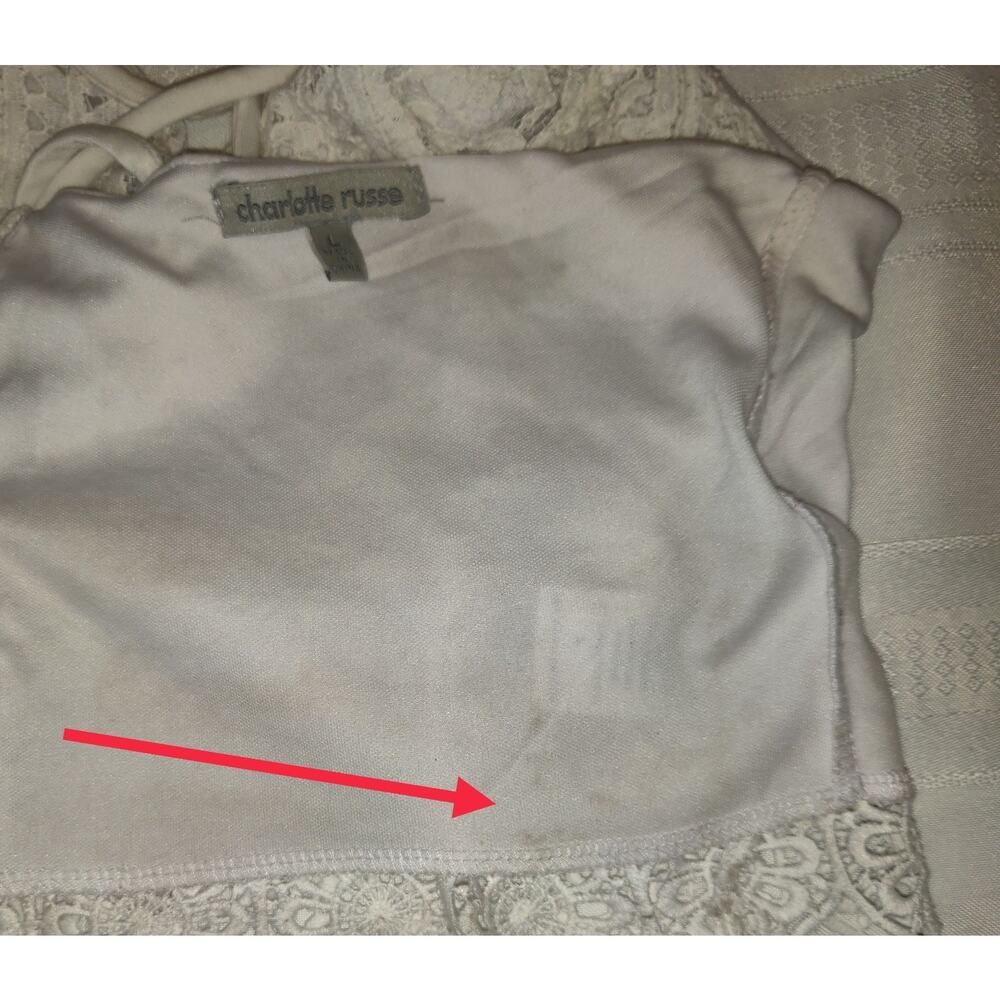 Charlotte Russe Y2K White Crop Top Lace Halter Strappy Boho Festival Hippie - Picture 13 of 16